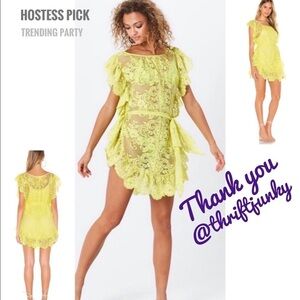 💋NWOT JENS Pirate Booty Key Lime 2 Pc Sheer Lace CoverUp/Dress